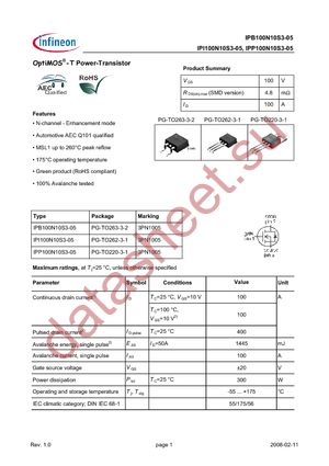 IPI100N10S3-05 datasheet  